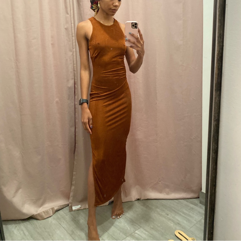 Summer sun Fall burn orange / red long autumn dress